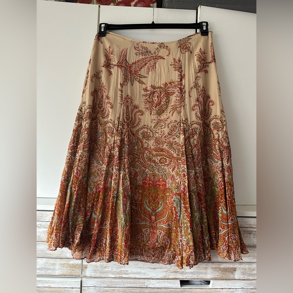 🌾 Lauren Ralph Lauren Paisley Silk Circle Skirt – Size 12